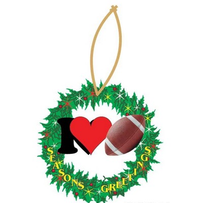 I Love Football Promotional Wreath Ornament w/ Black Back (2 Square Inch)