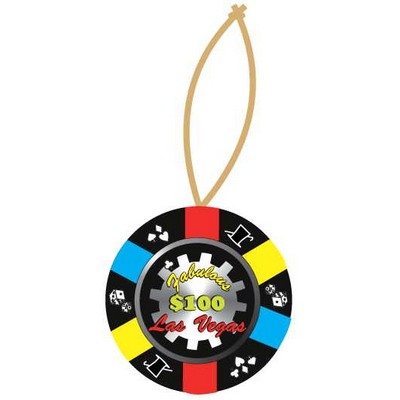 Las Vegas $100 Poker Chip Promotional Ornament w/ Black Back (2 Square Inch)