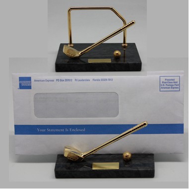 Golf Letter Holder w/Black Marble Base (Sandblast)
