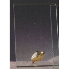 Clear Glass Plaque Award w/Football Golf Accent & Gold Plastic Mounts (6"x8.5")