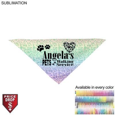 Medium Dog Bandana, Stitched Edges, Sublimated Edge to Edge (Decorated in Canada) (19"x19"x27")