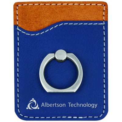 Blue/Silver Leatherette Phone Wallet w/Ring