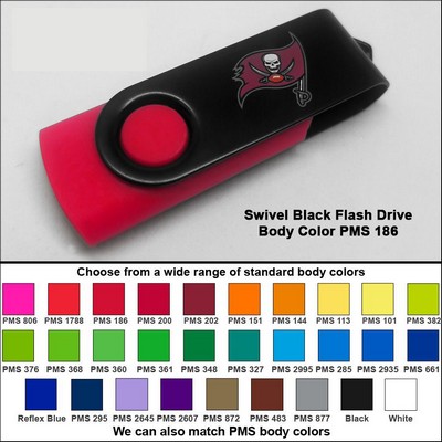 Swivel Black Flash Drive - 512 MB Memory - Body PMS 186