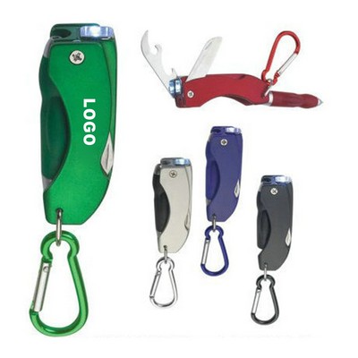 Multifunction Folding Knife Ballpoint Pen w/LED light