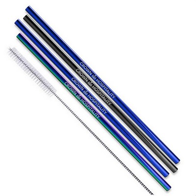 4 Piece Bent Custom Reusable Stainless Steel Straw Set
