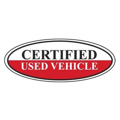 White & Red Certified Used Oval Decals w/Black & White Writing (Set of 12)