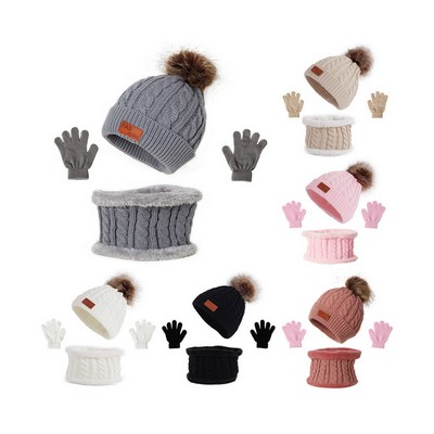 3" 2 Winter Hat Scarf Glove Set for Kids