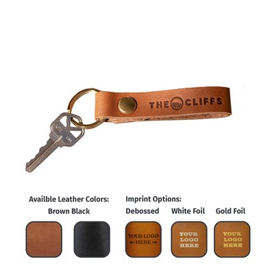 Full-Grain Leather Slim Belt Loop Keychain with Split Ring - Made in USA