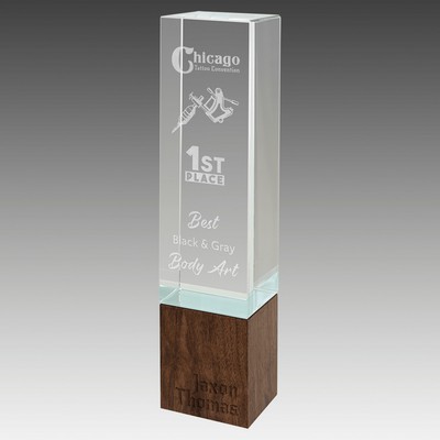 Rectangle Sierra Glass with Walnut Base