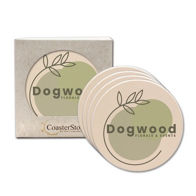 CoasterStone Round Absorbent Stone Coaster - 4 Pack (4")