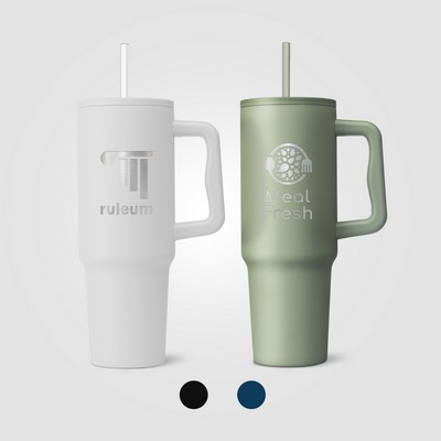 Polar Pro - 40 oz. Double-Wall Recycled Stainless Steel Tumbler with Straw - Laser