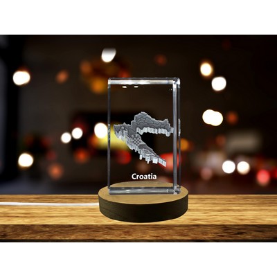 Croatia 3D Engraved Crystal Trophy Award - Stunning Souvenir