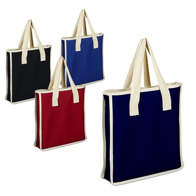 Heavy Canvas Color Shopping Bag With Natural Handles