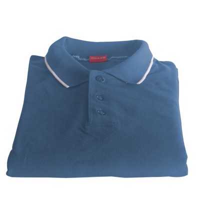 Polo Cotton Airtex Tipped Collar bule-XS - 5XLT