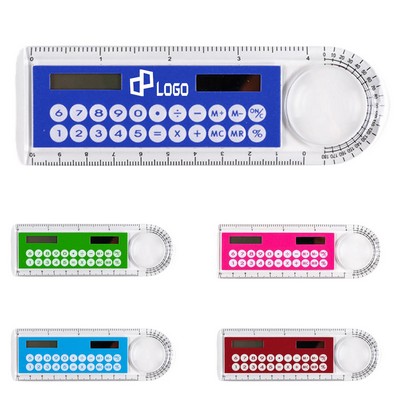 3" 1 Solar Powered Calculator Ruler Magnifier