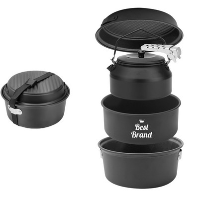 Nonstick Camping Cookware Set Kettle Pots Frying Pan Tongs