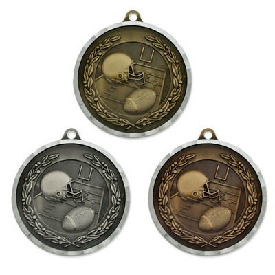 Diamond-cut Football Medal - Engravable