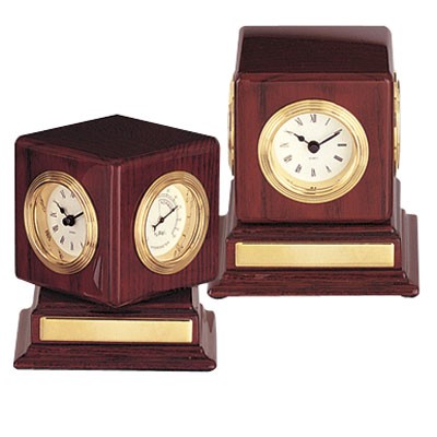 Cube Rosewood Photo Clock with Plate