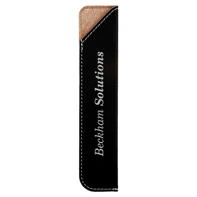 6 1/4" Black/Silver Leatherette Pen Sleeve