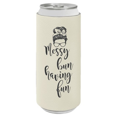 White Leatherette Slim Beverage Holder