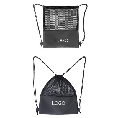 Drawstring Backpack Breathable Mesh Storage Bags