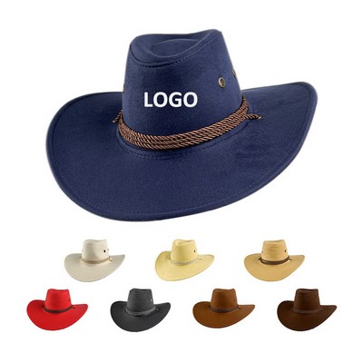 Suede Western Cowboy Hat w/Chin Strap