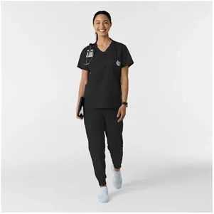 Wonder Wink Work Women's Curved V-Neck Scrub Top