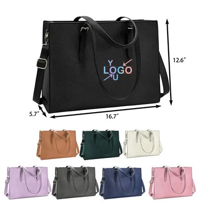 Water-Resistant Slim Leather Laptop Carry Bag