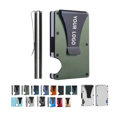 Aluminum Alloy RFID Blocking Card Wallet With Elastic Band And Money Clip
