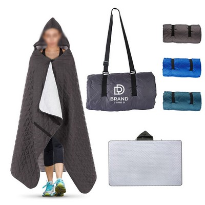 Outdoor Picnic Blanket Hooded Cape