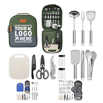 13 Pcs Travel Organizer Grill Accessories Compact Gear Camp Kitchen Cooking Utensil Set Cookware Kit
