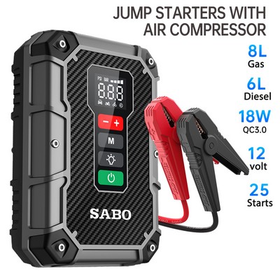 3000A Peak Jump Starter Air Pump For 12V Gasoline and Diesel