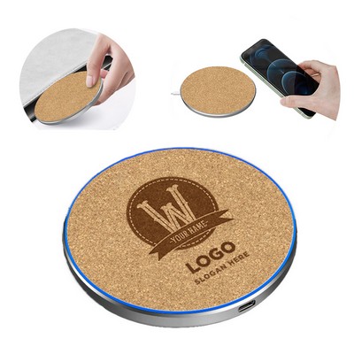 Cork & Aluminum 15W Wireless Charger with Smart LED Indicator
