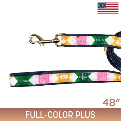 1" X 48" Sublimated Heavy Duty Pet Leash w/ Gold-Colored Hardware