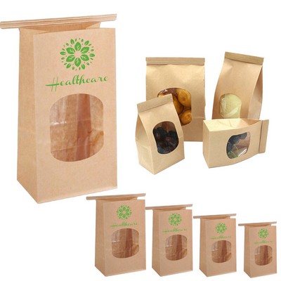 Small Kraft Bread Bag With Clear Window 3.5"x2.4"x6.7"