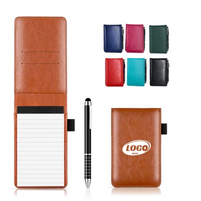 A7 PU Leather Cover Jotter Notepad with Pen