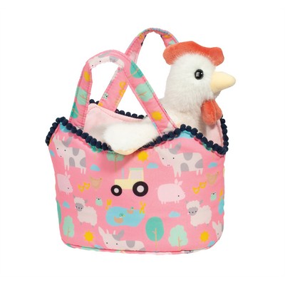 Farm Friends Sassy Pet Sak w/White Hen Stuffed Animal