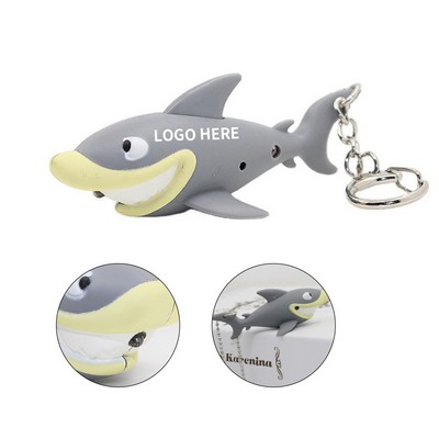 Shark-Themed LED Audio Keychain