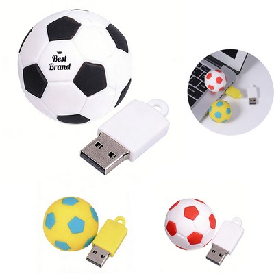 16GB PVC Flash Drive Usb Football Shape With Keychain