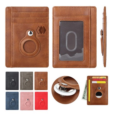 PU Leather Card Holder with Tracker Compartment