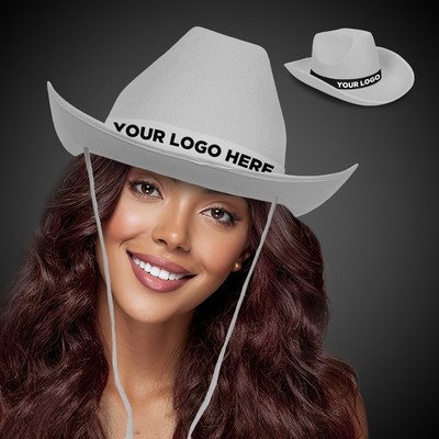 White Cowboy Hat with White Band(Imprinted)