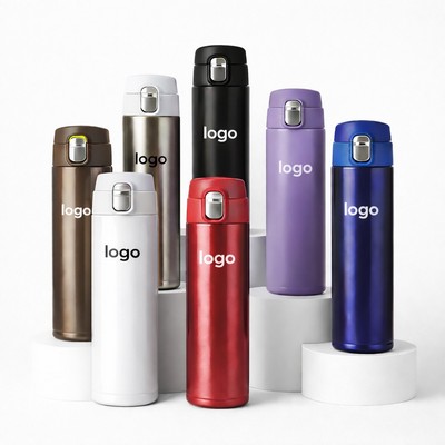 15.2 oz Slim Vacuum Insulated Stainless Steel Bottle With Push Button Lid - 7 colors | AleAqua