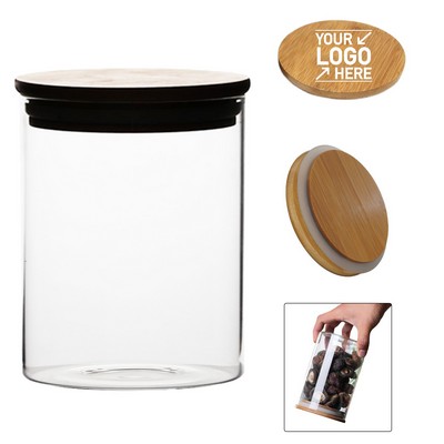Airtight Borosilicate Glass Jar Bamboo Lid
