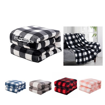 Double-sided Fleece Plaid Blanket