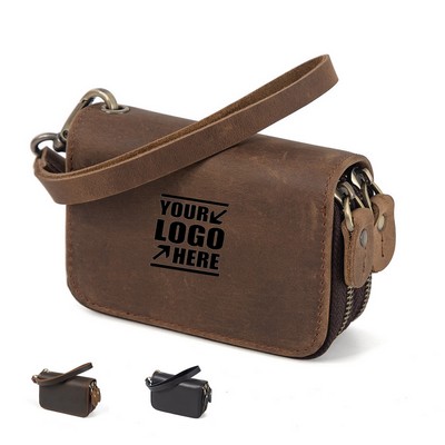 Genuine Leather Zipper Key Holder Wallet