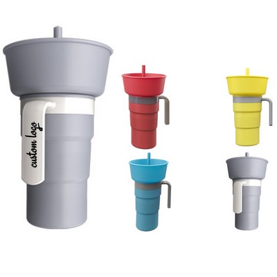 32oz 2" 1 Silicone Snack Tumbler With Straw For Cinema