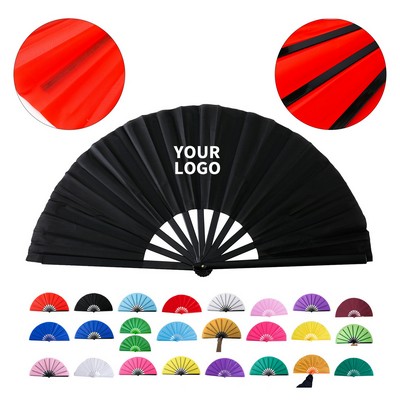 13" Folding Silk Hand Fan Full Color for Festival Party Trade Show