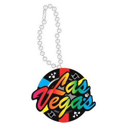 Las Vegas Poker Chip Promotional Key Chain w/ Black Back (6 Square Inch)