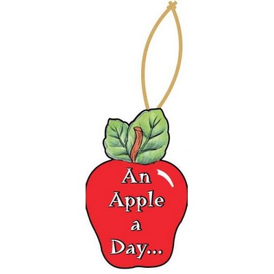 Apple w/ Daily Apple Slogan Ornament w/ Black Back (8 Square Inch)