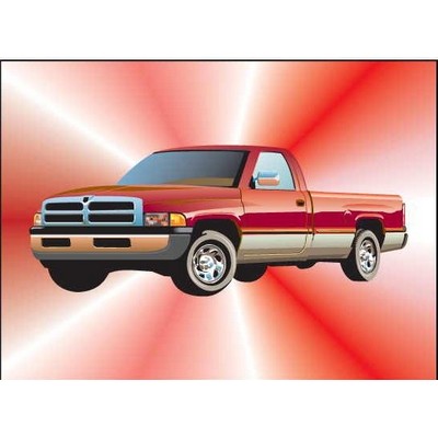 Red Pick Up Truck Rectangle Badge w/ Bar Pin (2"x3")